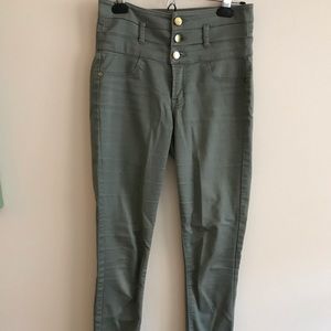 High waisted green pants
